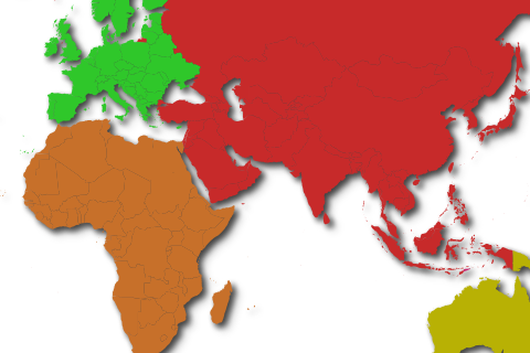 Map of countries involved in trade agreements